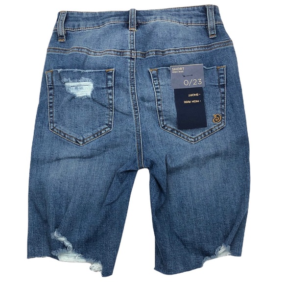 Indigo Rein High Rise Recycled Denim Bermuda Shorts Juniors Size 0 Waist 23” NEW - Picture 6 of 11